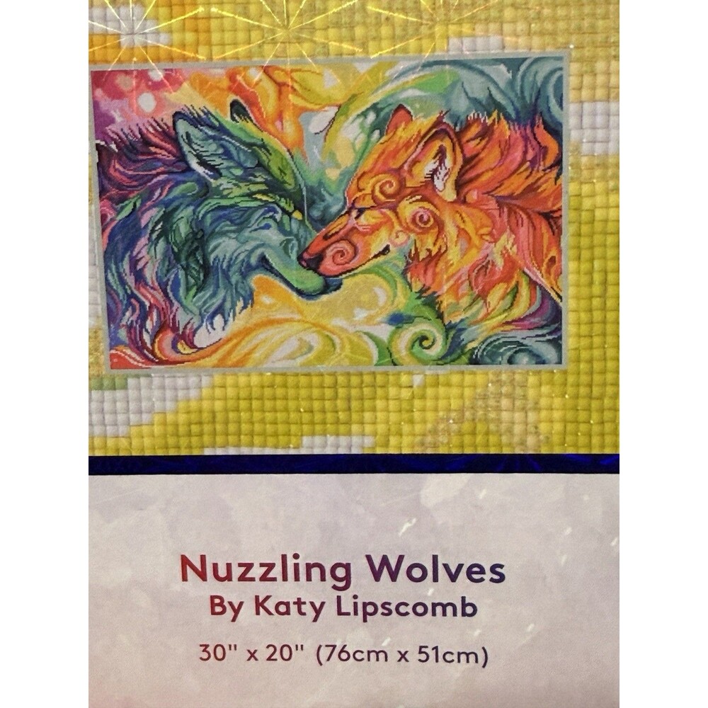 Diamond Art Club Nuzzling Wolves DIY Diamond Art Kit 30" x 20" by Katy Lipscomb